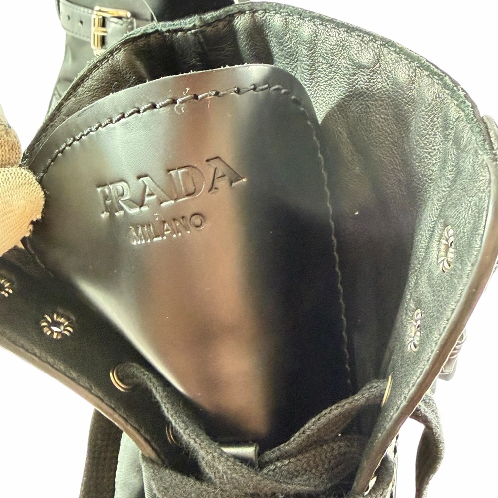 PRADA Re-Nylon White Leather Monolith With Pouch Ankle Men's Boots 8.5UK - 9.5US - Picture 14 of 16